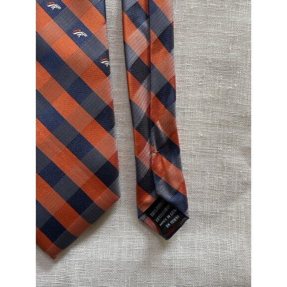 NFL Denver Broncos Tie Men's Classic Blue Orange Necktie - Picture 4 of 5